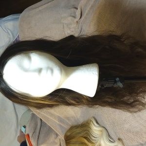 24" Dark brown with blonde highlights wavy wig